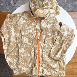 Aries Men’s Cotton Crinkle Camo Removable Hood Cargo Jacket Size Large New